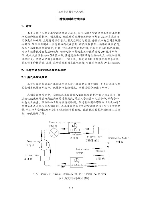 三种常用制冷方式比较