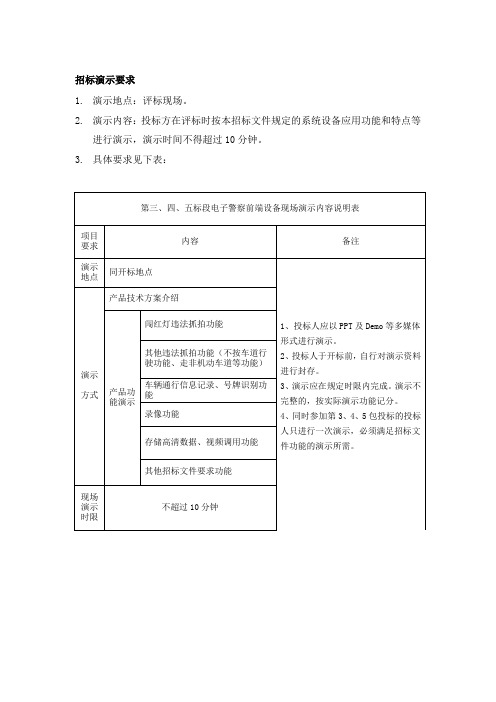 招标演示要求