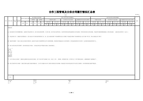 主合同履行汇总台账