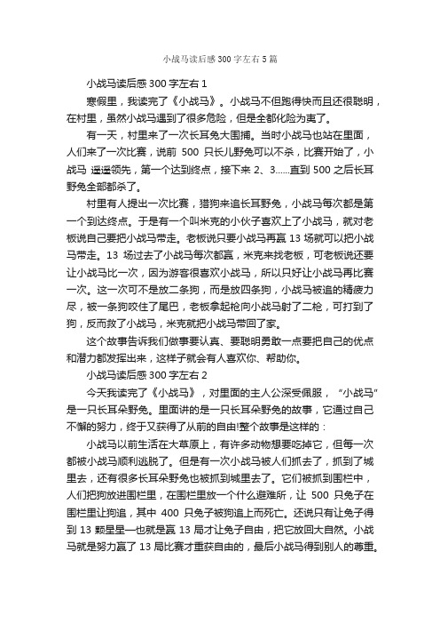 小战马读后感300字左右5篇_读后感作文_