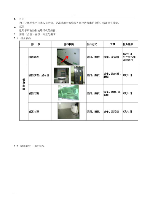 劲拓波峰焊焊机日常点检维护作业指导书