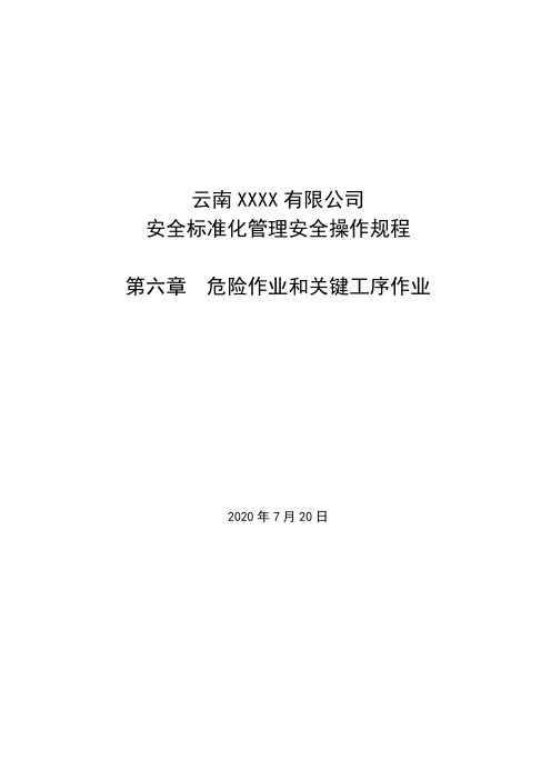 安全标准化管理安全操作规程(第六章 危险作业和关键工序作业)(1)