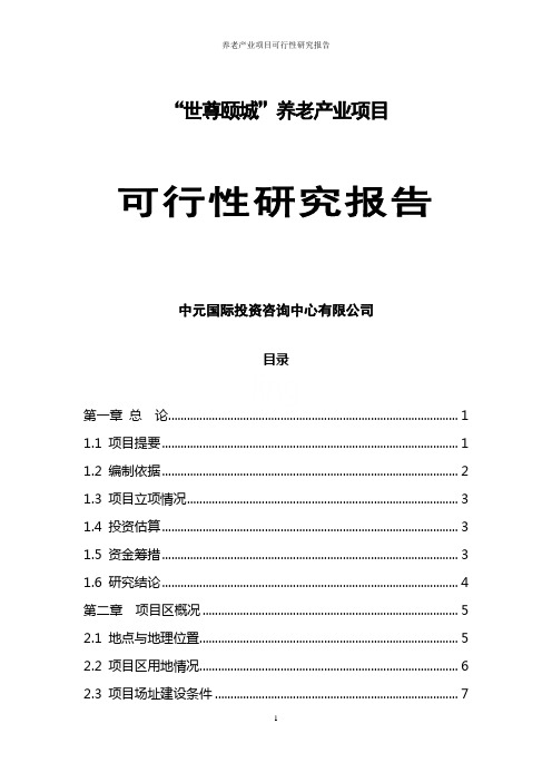 养老产业项目可行性研究报告