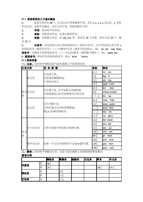 英语语音的几个基本概念