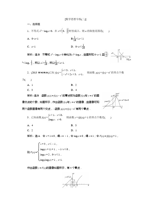 2014高考数学(文)二轮专题突破演练(浙江专版)第2部分 专题1 第2讲 数学思想专练2 Word版含解析]