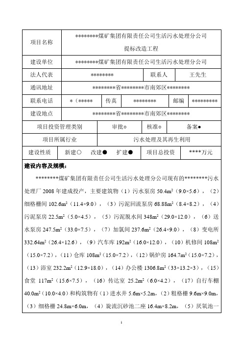 污水处理节能报告表