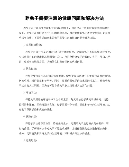 养兔子需要注意的健康问题和解决方法