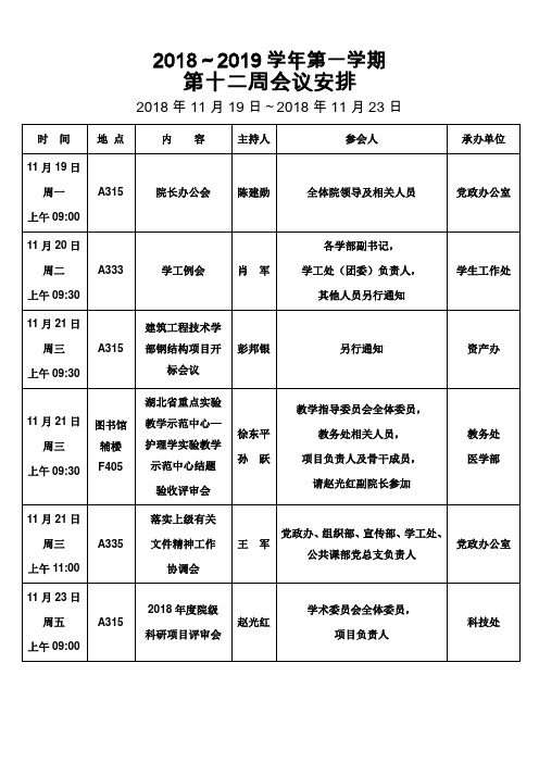 2018~2019学年第一学期