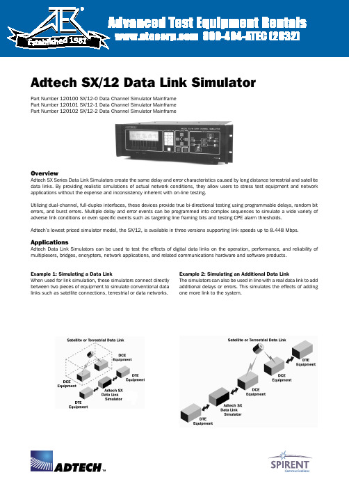 Adtech SX 12 Data Link Simulator 用户手册说明书