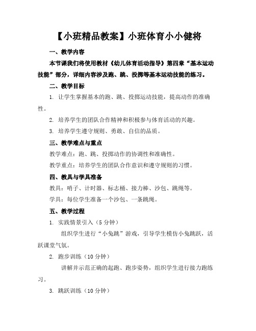 【小班精品教案】小班体育小小健将