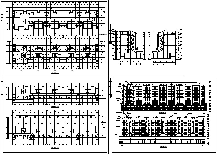 某小区3480平米7层框混结构商住楼平立剖面设计CAD图纸（底层商用）