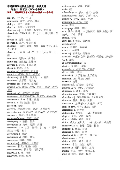 2014考纲里的所有词3500汇