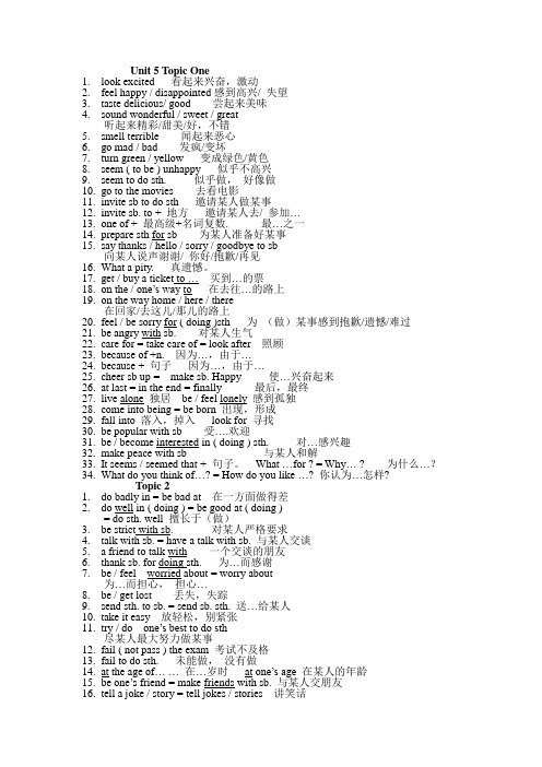 八年级下册Unit 5 6短语