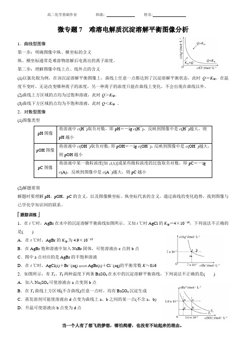 高二化学难溶电解质沉淀溶解平衡图像分析