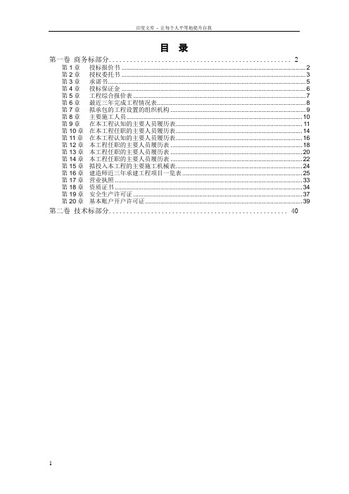 市政工程项目投标书详细完整标书模板