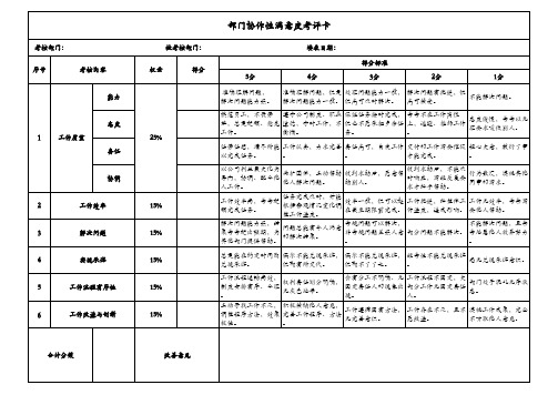 部门满意度调查表