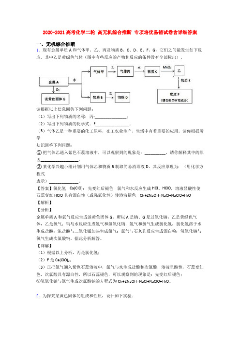 2020-2021高考化学二轮 高无机综合推断 专项培优易错试卷含详细答案