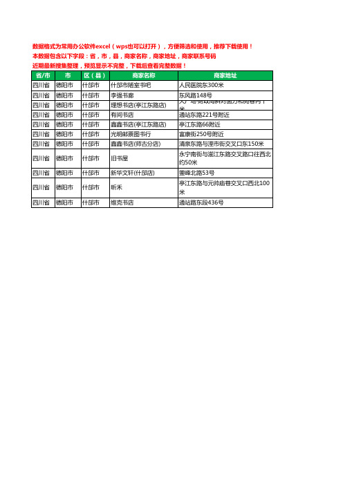 2020新版四川省德阳市什邡市书店工商企业公司商家名录名单联系电话号码地址大全11家