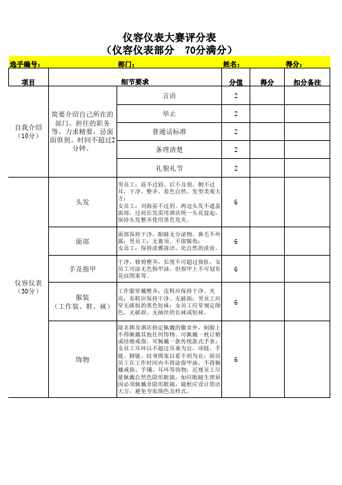 礼仪比赛评分表 (1)