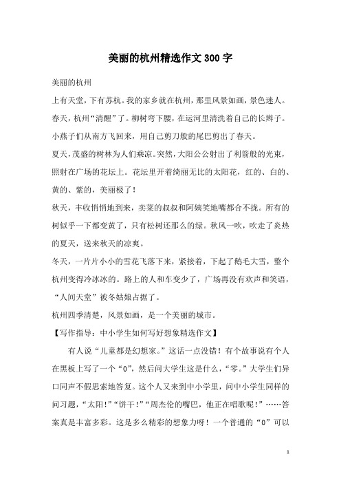 美丽的杭州精选作文300字