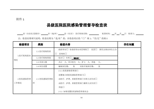 基层医院医院感染管理专项督导检查表