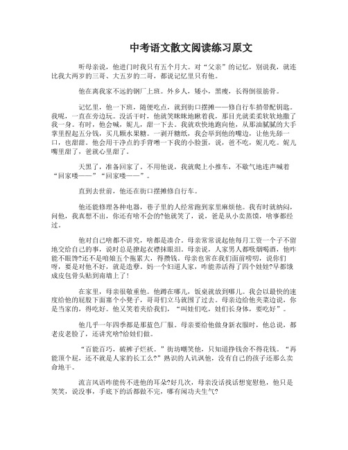 中考语文散文阅读练习附参考答案