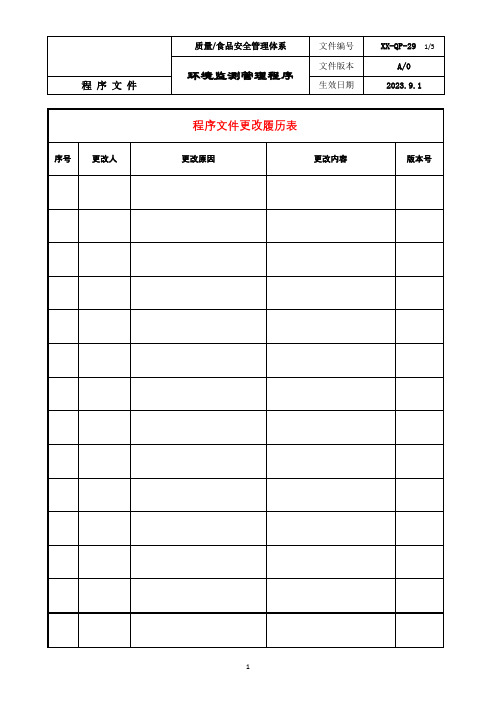 QP-29 环境监测管理程序(FSSC22000 V6.0)