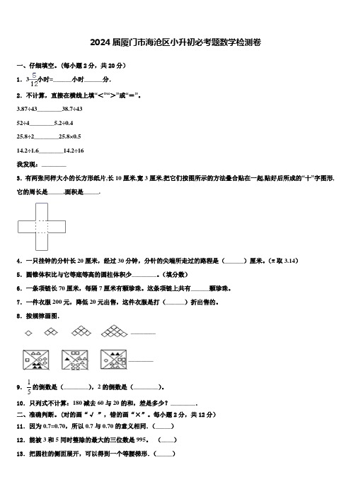 2024届厦门市海沧区小升初必考题数学检测卷含解析