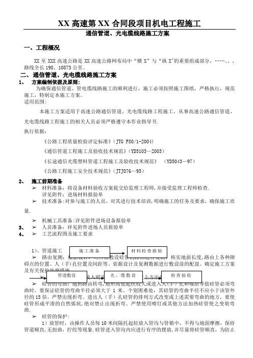 xx高速公路通信管道工程分项施工方案【范本模板】