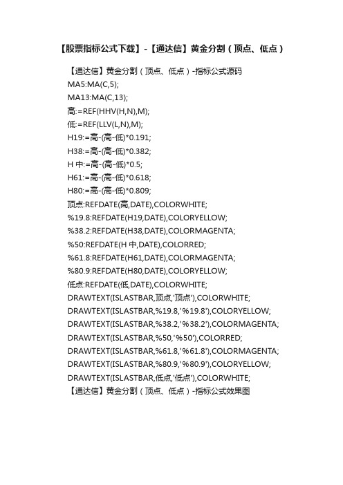 【股票指标公式下载】-【通达信】黄金分割（顶点、低点）