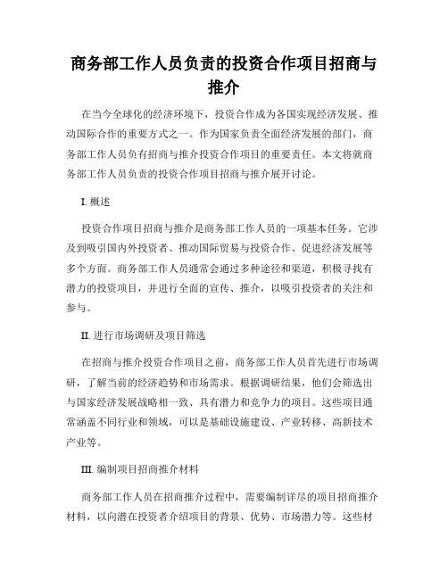 商务部工作人员负责的投资合作项目招商与推介