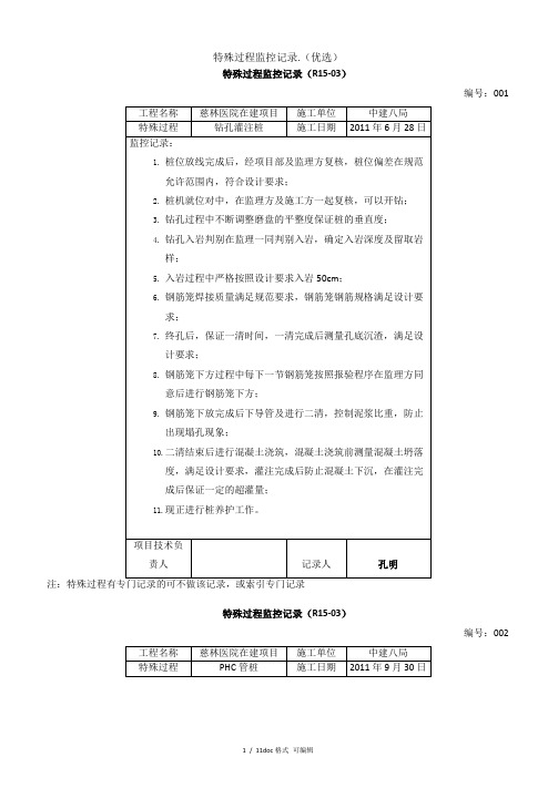 特殊过程监控记录甄选范文.