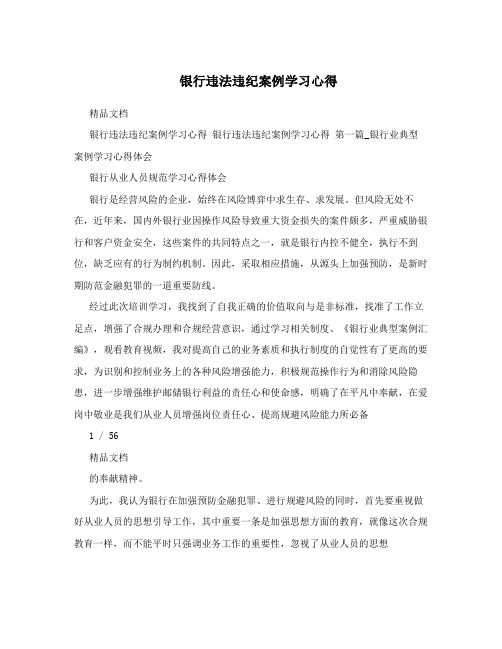 银行违法违纪案例学习心得