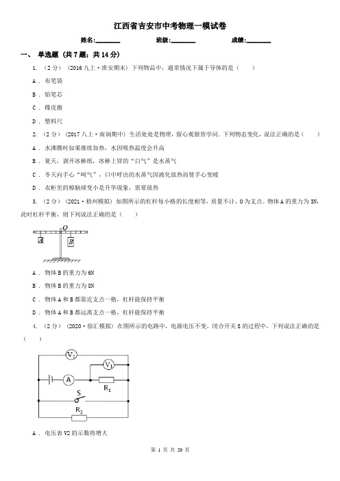 江西省吉安市中考物理一模试卷