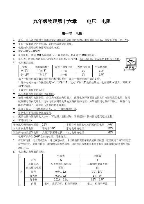 人教版九年级物理第十六章____电压__电阻