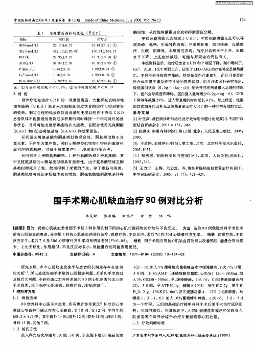 围手术期心肌缺血治疗90例对比分析