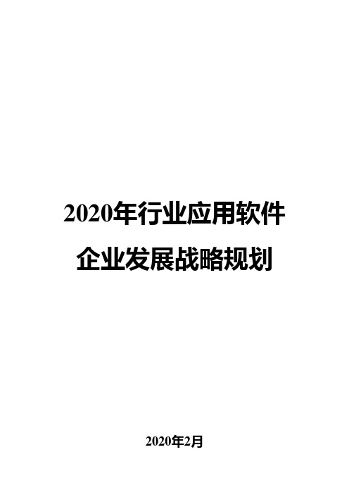 2020年行业应用软件企业发展战略规划