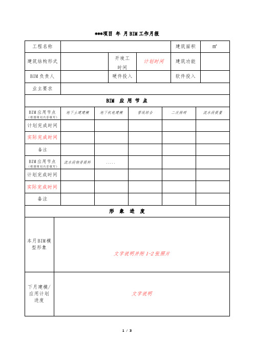 项目部BIM工作月报模板