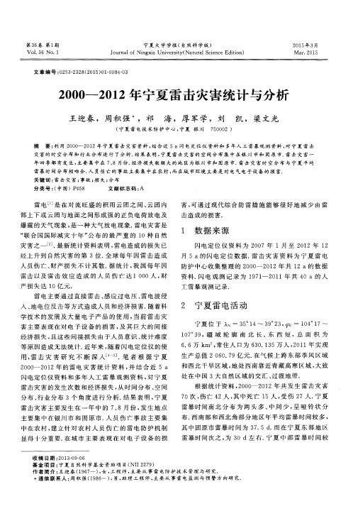 2000—2012年宁夏雷击灾害统计与分析