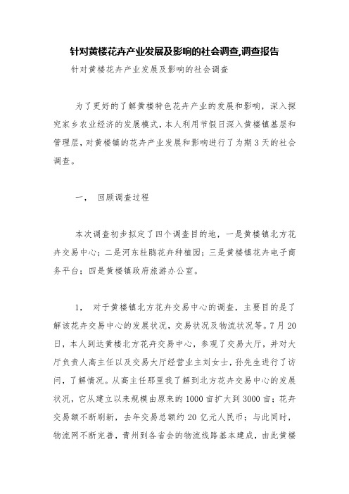 针对黄楼花卉产业发展及影响的社会调查,调查报告【精品范文】