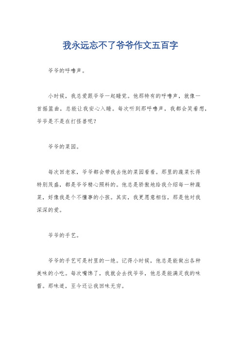 我永远忘不了爷爷作文五百字