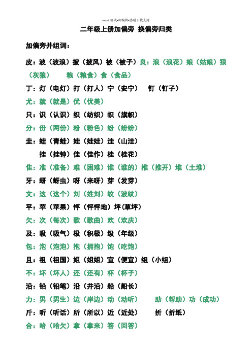 二年级上册加偏旁-换偏旁归类1