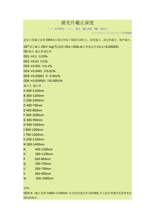 滤光片截止深度