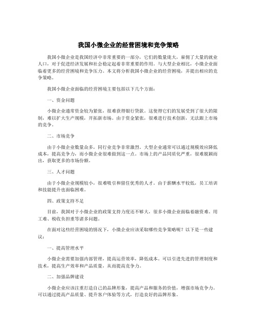 我国小微企业的经营困境和竞争策略