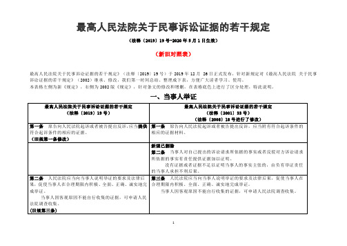 《最高人民法院关于民事诉讼证据的若干规定》(新旧对照表)