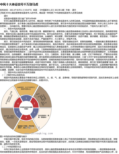 中风十大体征信号千万别马虎