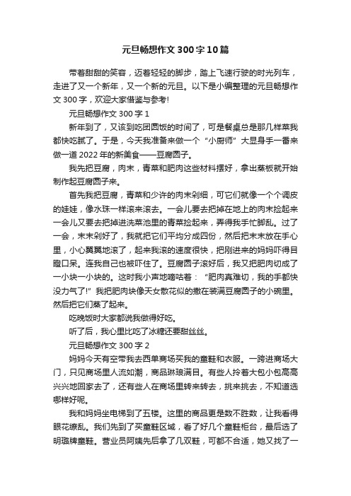 元旦畅想作文300字10篇