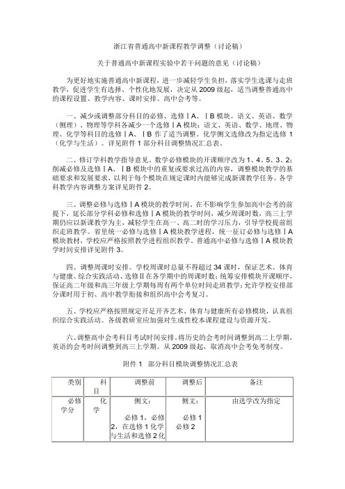 浙江省新课程方案