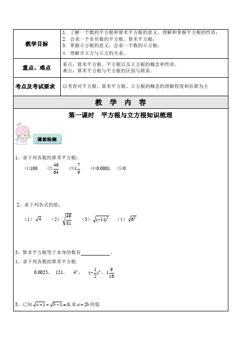 (完整word版)平方根与立方根一对一辅导讲义