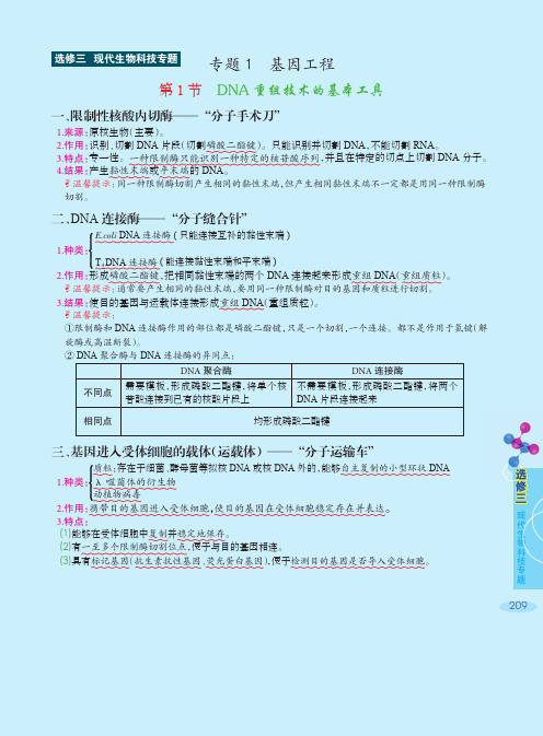 高中生物核心知识一本通(选三部分)--现代生物科技专题